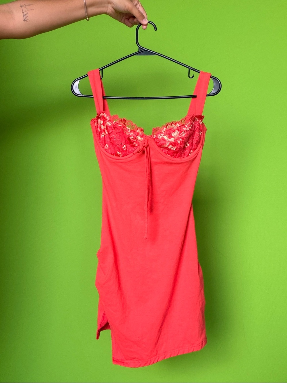 Outcast Red Lace-Trim Bandeau Bustier Top - Red